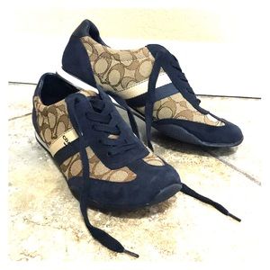 Coach signature sneakers - tan & navy blue